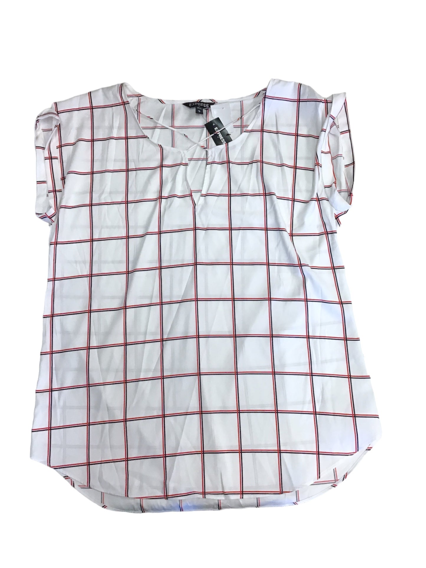 Red & White Top Short Sleeve Express, Size L