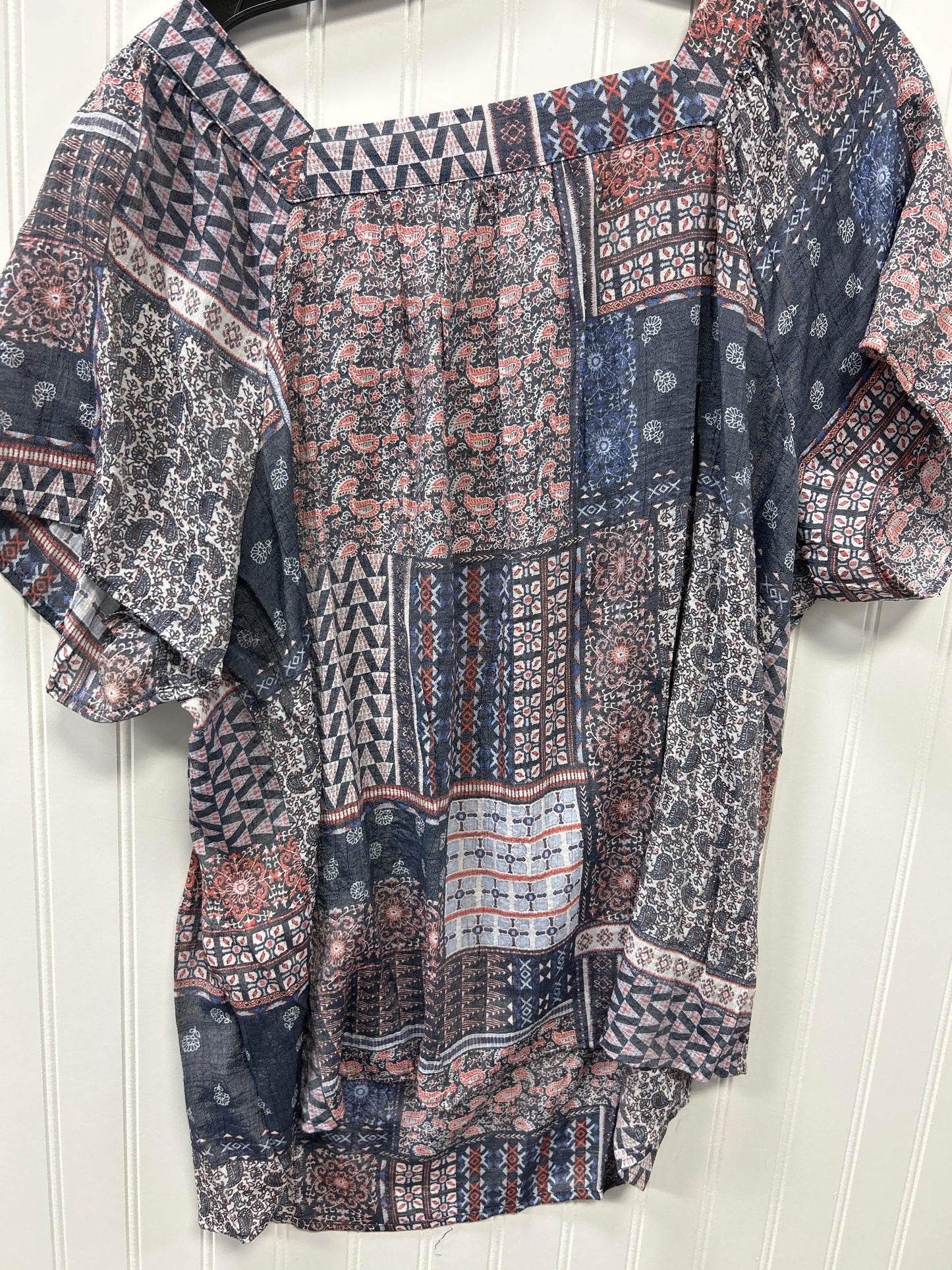 Top Ss By Cj Banks In Blue & Grey, Size:1X