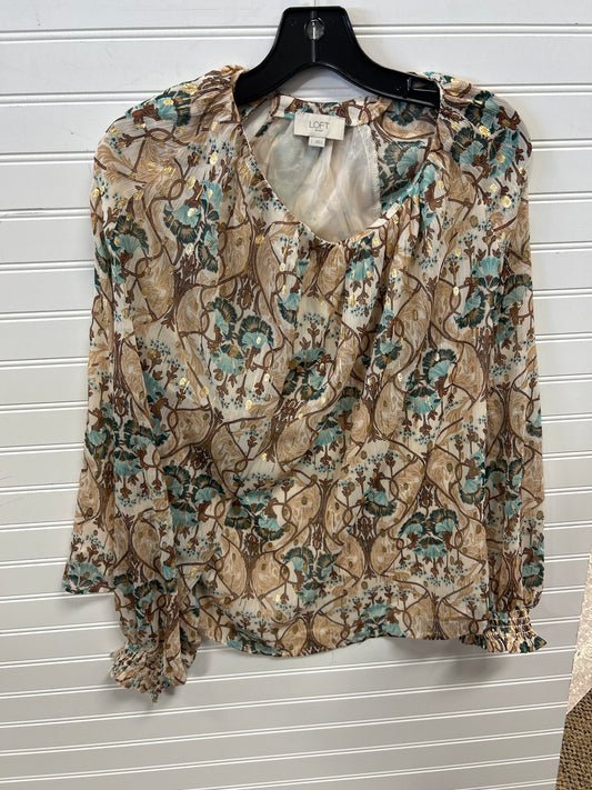 Top Ls By Loft In Cream & Tan, Size:L