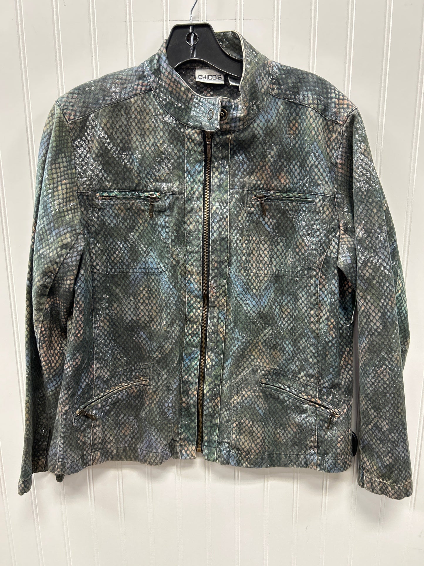 Jacket Denim By Chicos In Blue, Size:M