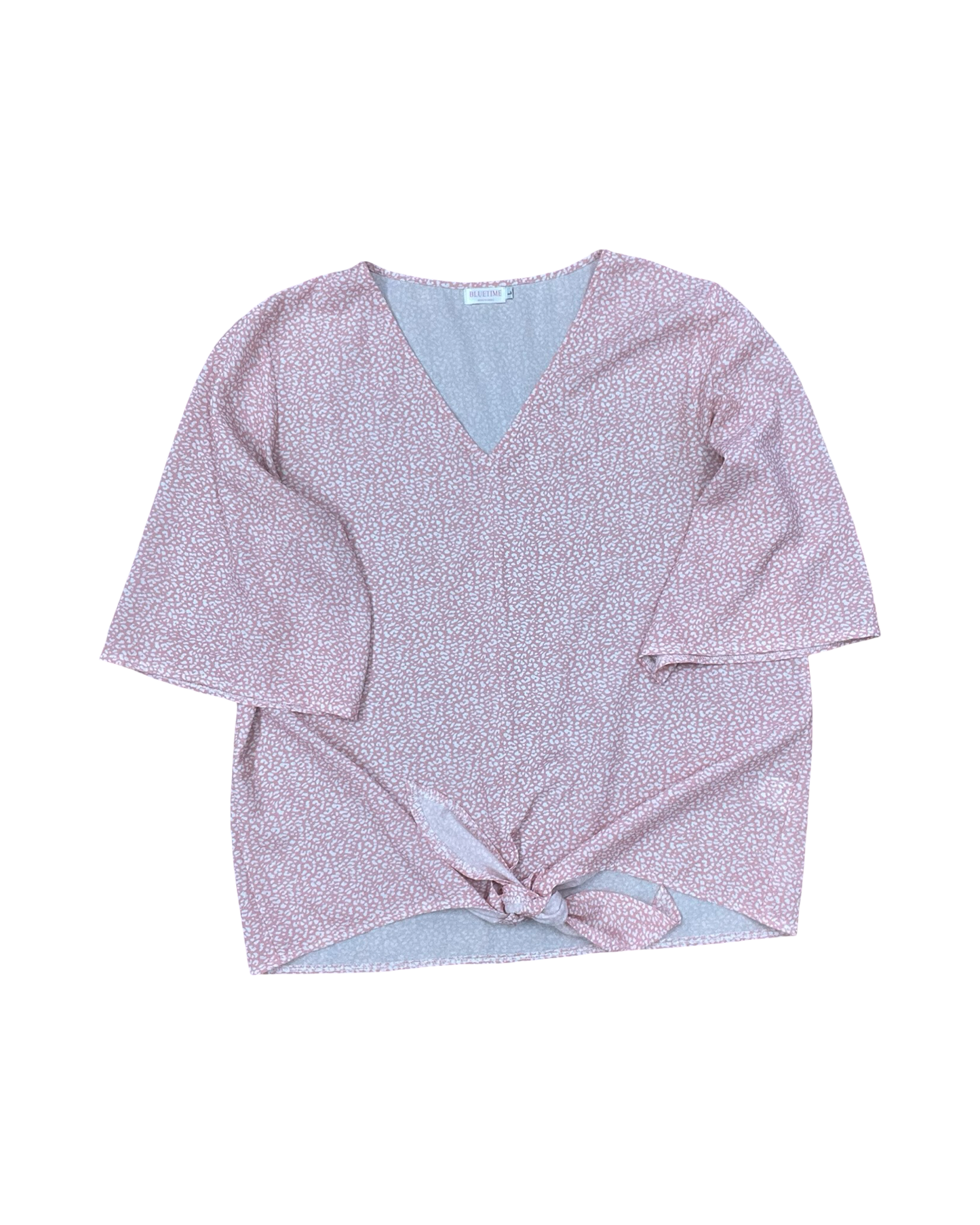 Top 3/4 Sleeve By Clothes Mentor In Pink & White, Size:L