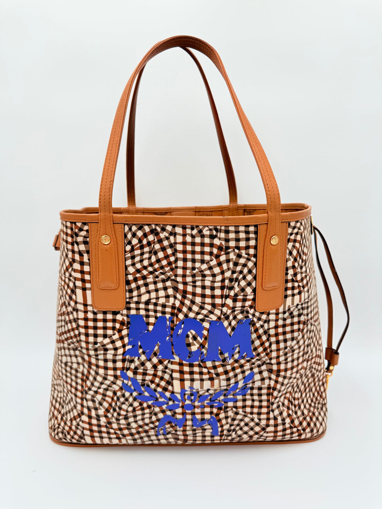 Tote Luxury Designer By Mcm In Tan, Size:Medium
