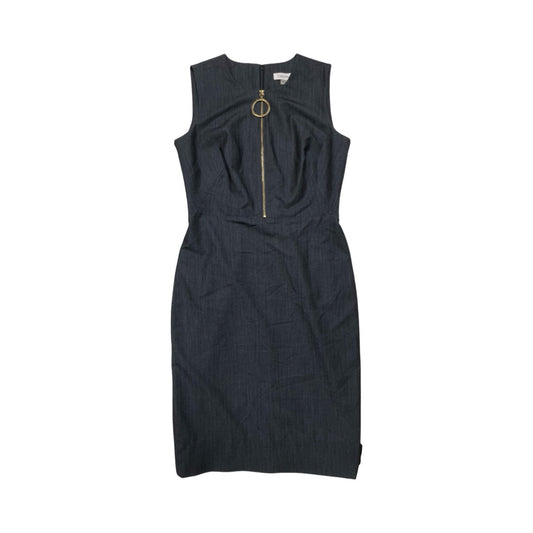 Dress Casual Midi By Calvin Klein In Grey, Size:4