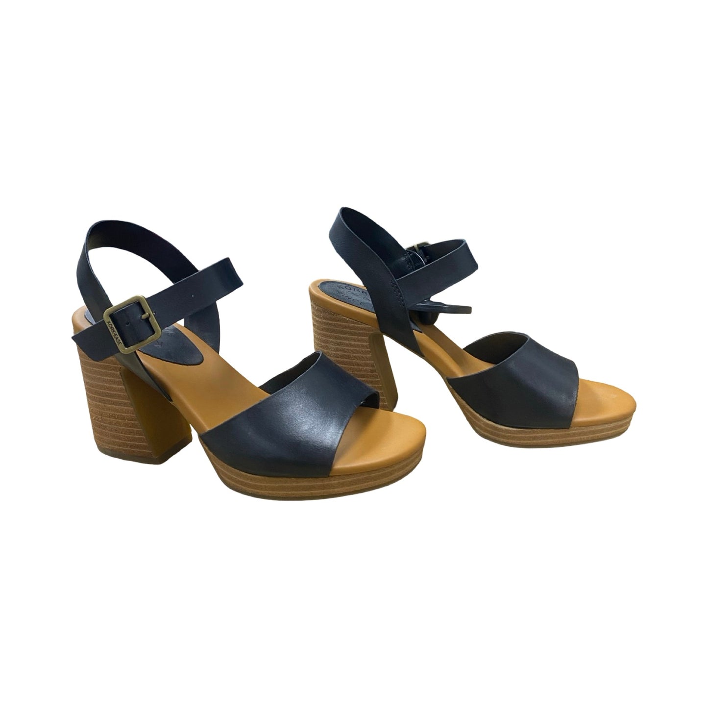 Sandals Heels Block By Kork Ease In Black, Size:8