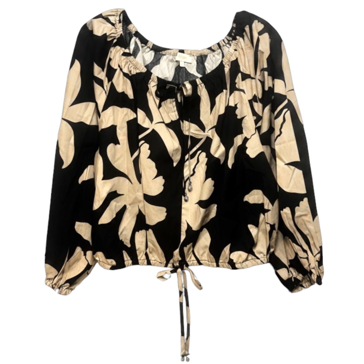 Off the Shoulder Drawstring Crop Top By Parker In Black & Cream, Size: M
