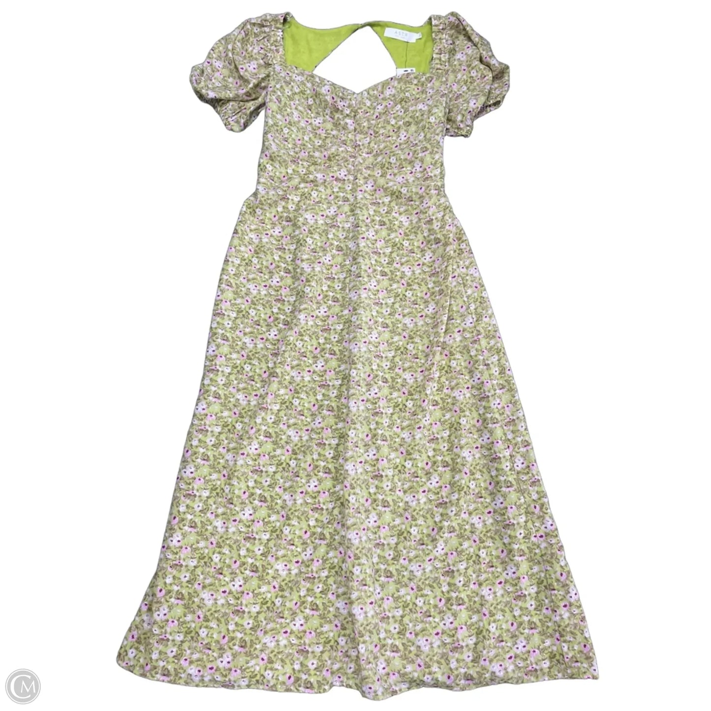 Dress Casual Midi By Astr In Green & Pink, Size: L