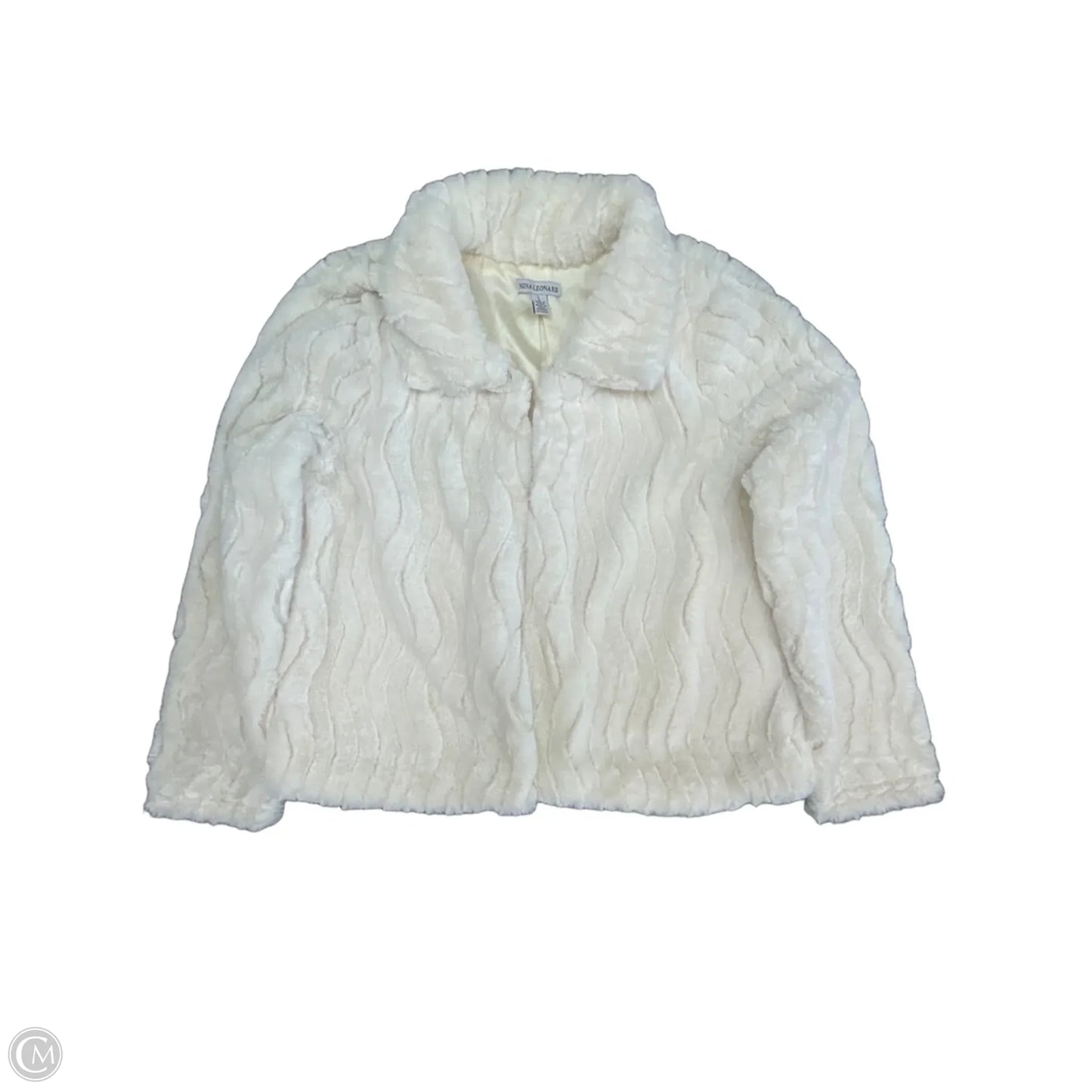 Jacket Faux Fur & Sherpa By Nina Leonard In Ivory, Size: L