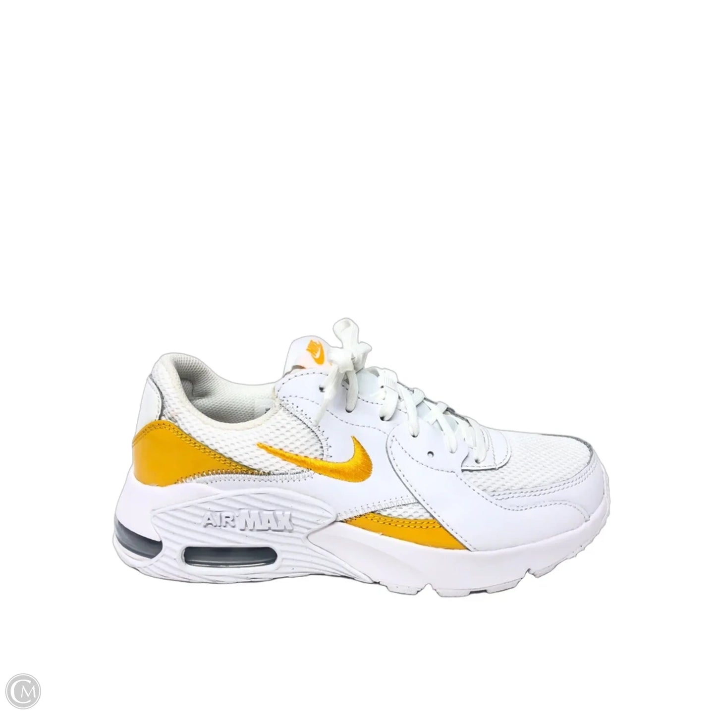 Shoes Athletic By Nike In White & Yellow, Size: 6.5