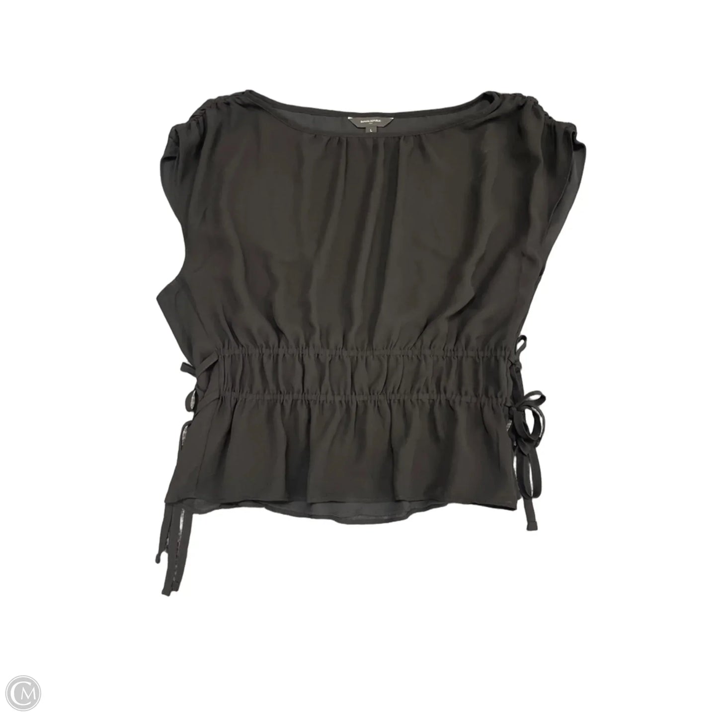 Top Short Sleeve By Banana Republic In Black, Size: L