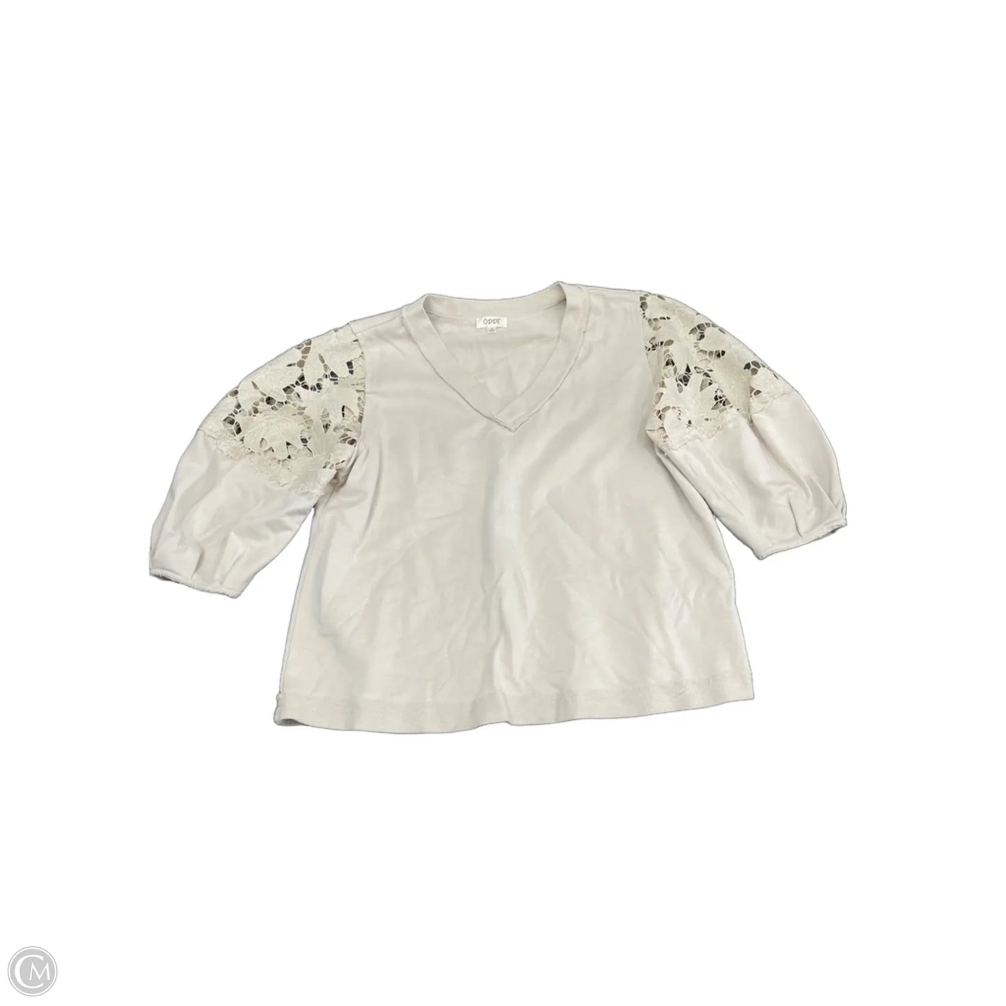 Top Short Sleeve By Oddi In Tan, Size: S