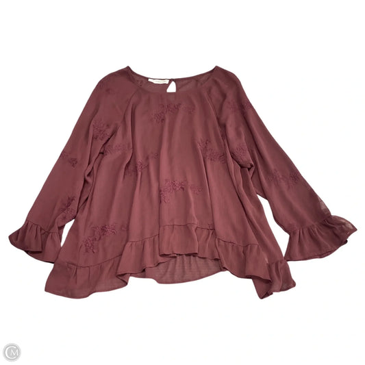 Top Long Sleeve By Maurices In Maroon, Size: 2x