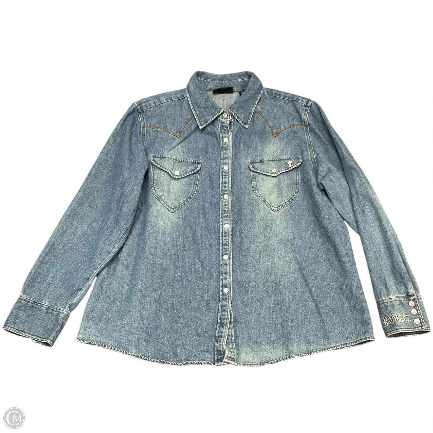 Jacket Other By Harley Davidson In Blue Denim, Size: L