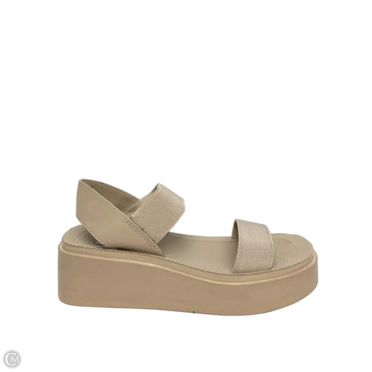 Sandals Heels Platform By Steve Madden In Beige, Size: 5