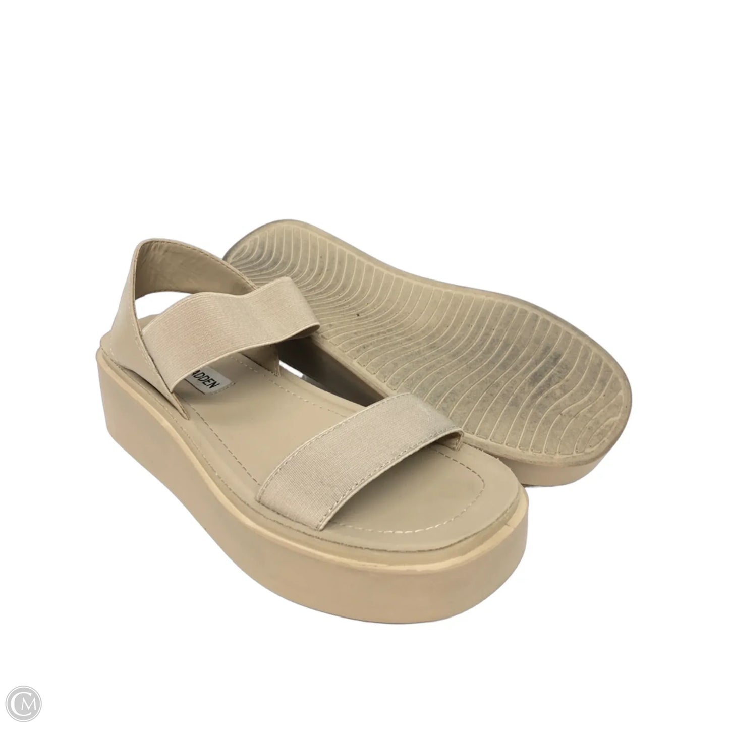 Sandals Heels Platform By Steve Madden In Beige, Size: 5