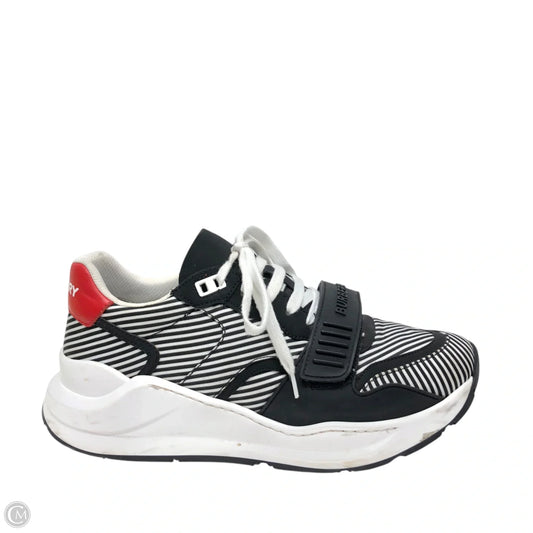 Shoes Luxury Designer By Burberry In Black & White, Size: 9.5