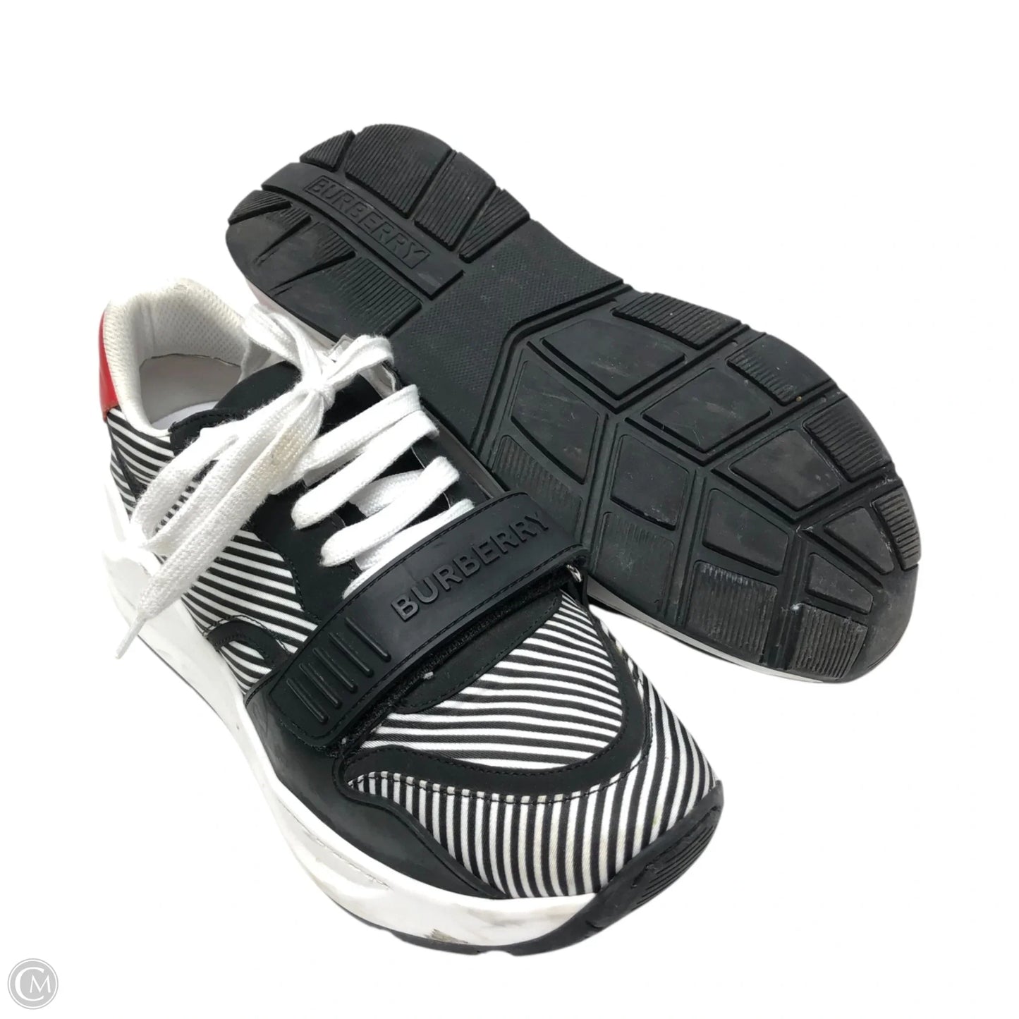 Shoes Luxury Designer By Burberry In Black & White, Size: 9.5