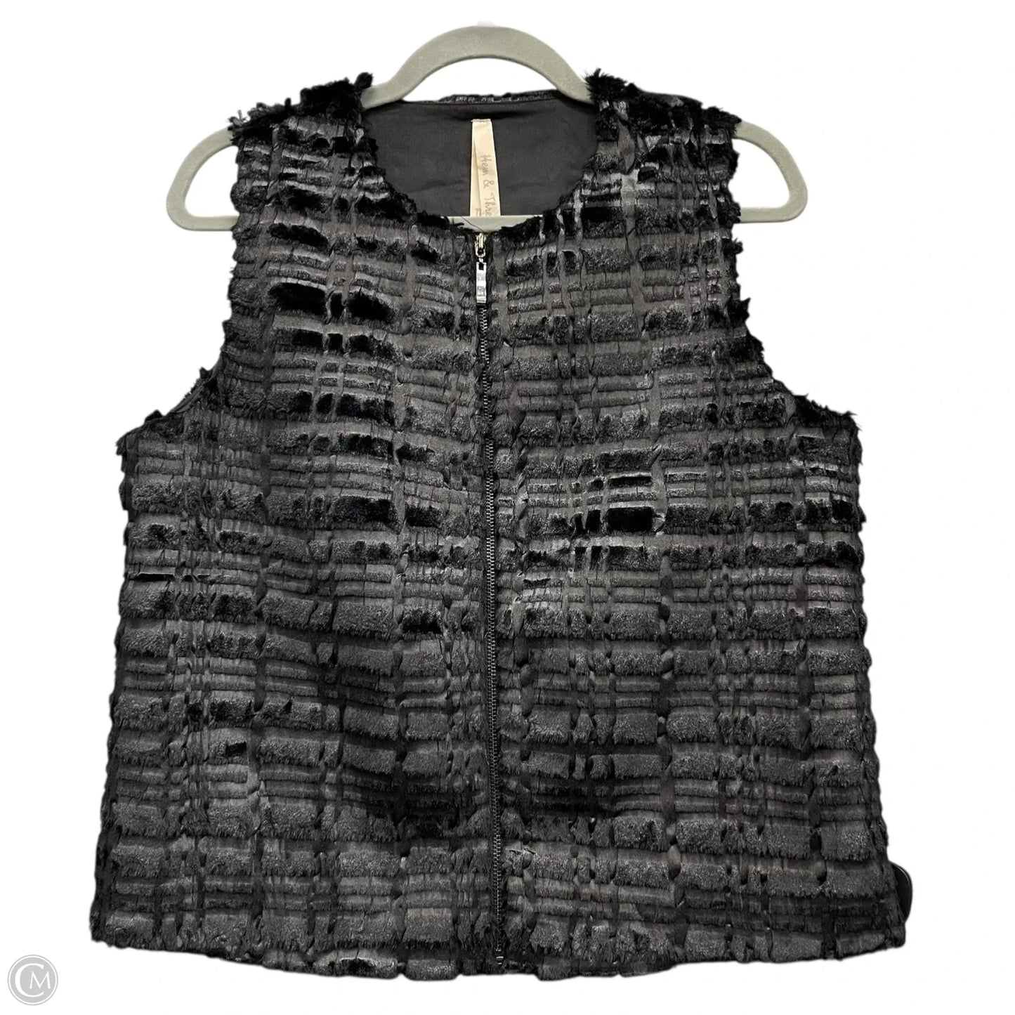 Vest Faux Fur & Sherpa By Hem & Thread In Black, Size: M