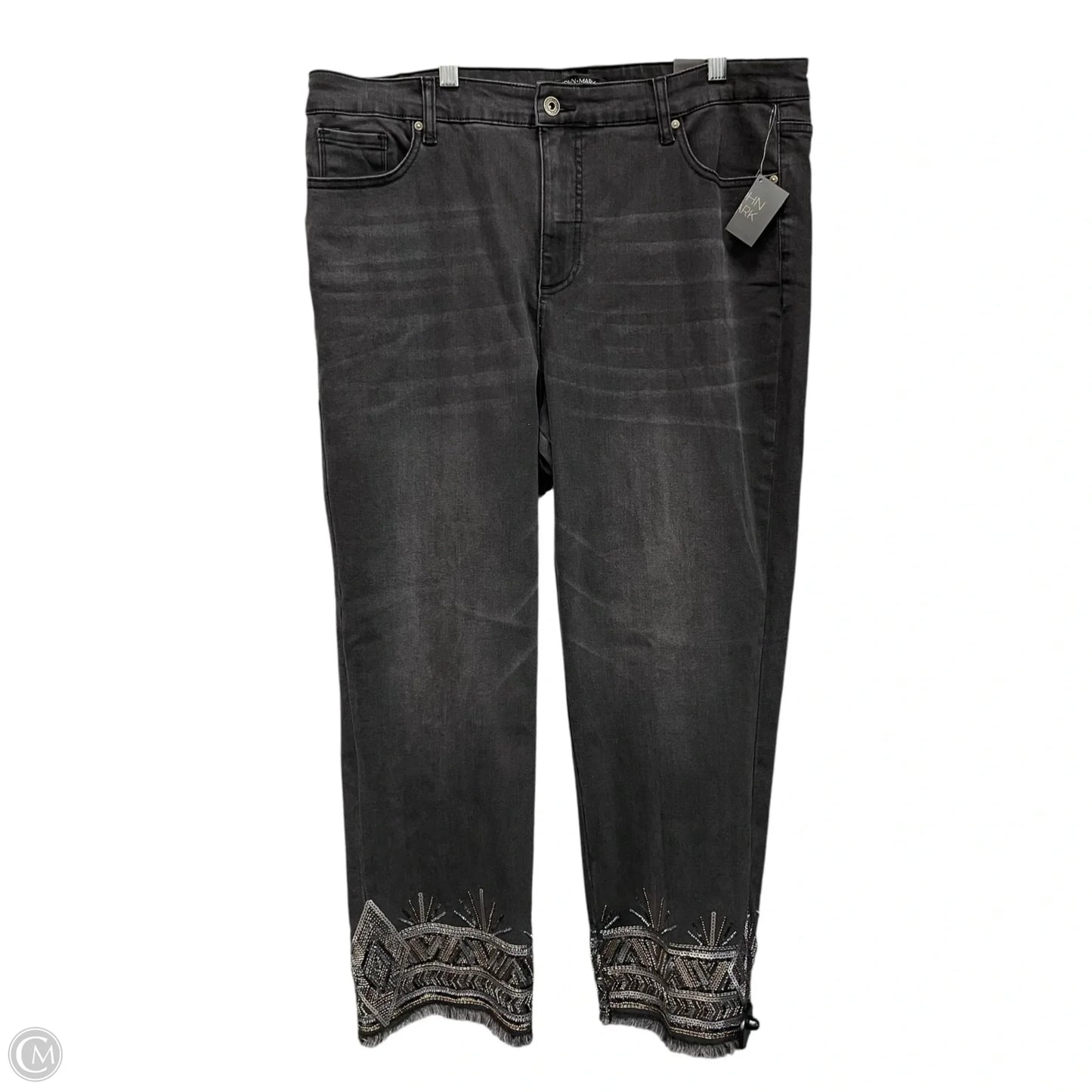 Jeans Straight By John Mark In Black Denim, Size: 18