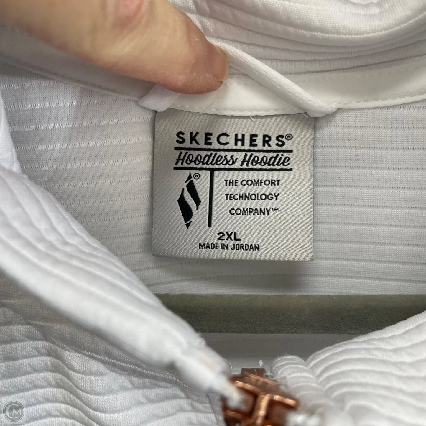 Athletic Jacket By Skechers In White, Size: 2x