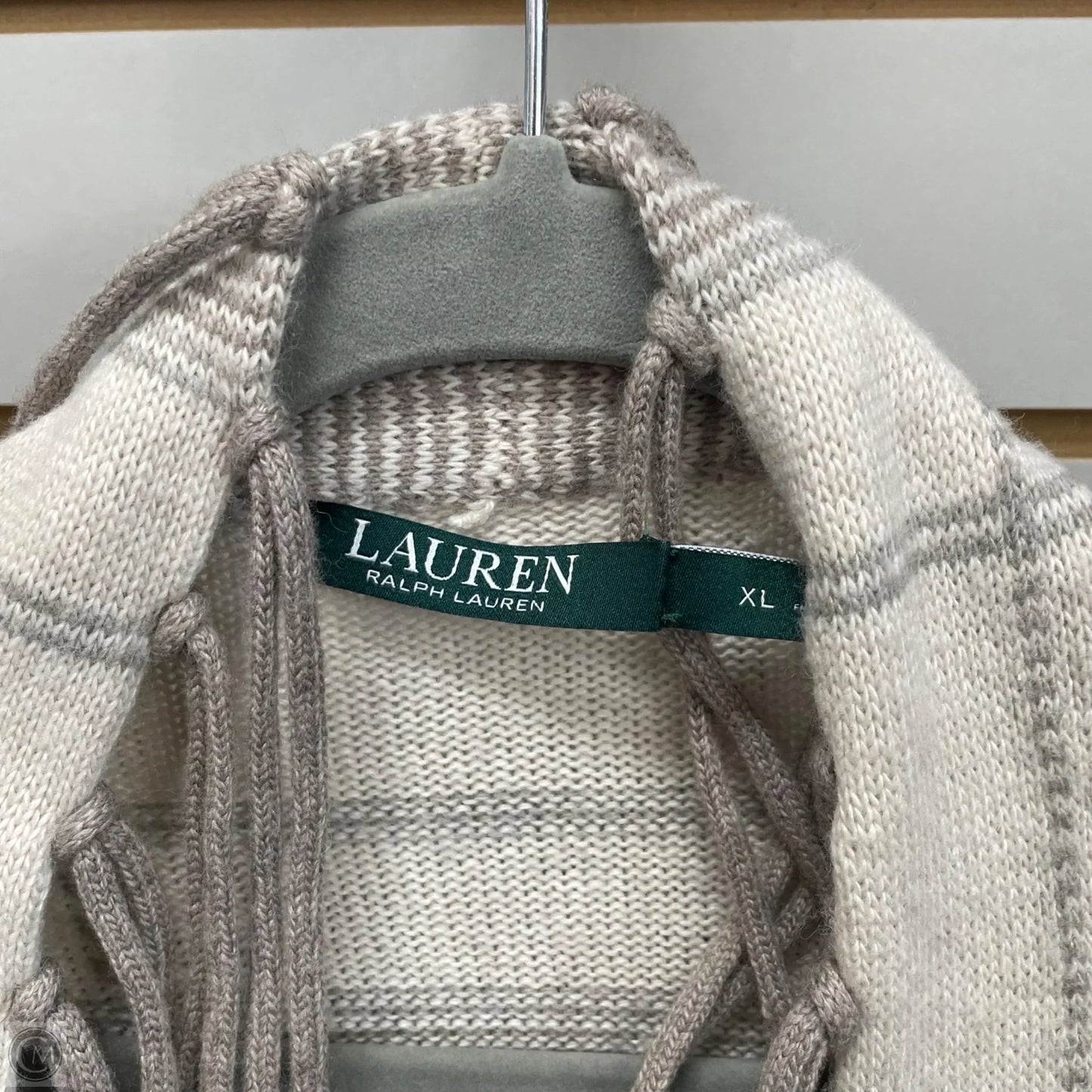 Sweater Cardigan By Lauren By Ralph Lauren In Taupe, Size: Xl