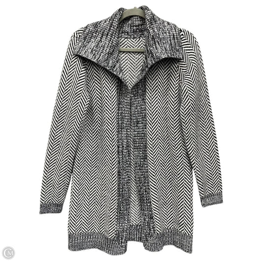 Sweater Cardigan By Clothes Mentor In Black & White, Size: M