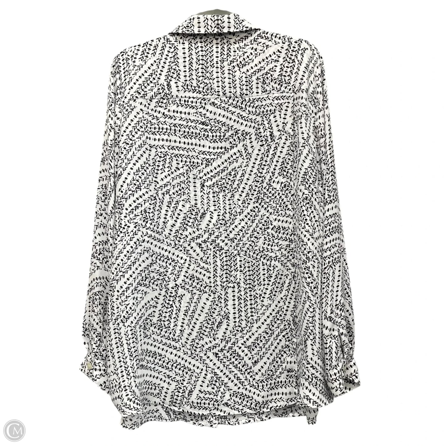 Blouse Long Sleeve By Cabi In Black & White, Size: Xl