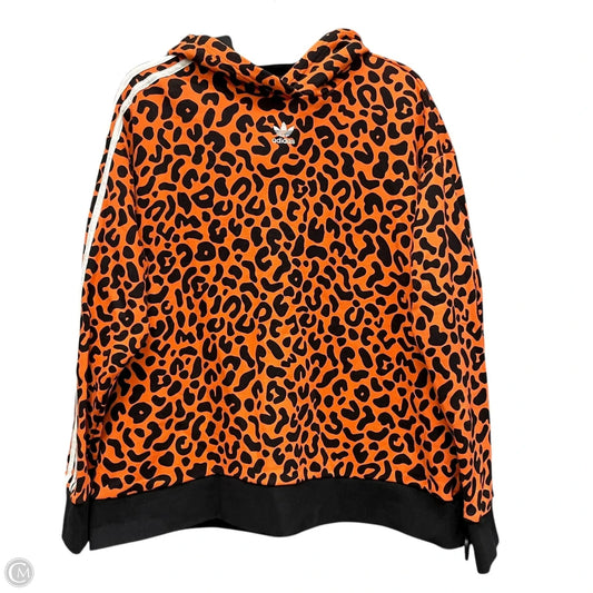 Sweatshirt Hoodie By Adidas In Black & Orange, Size: 1x