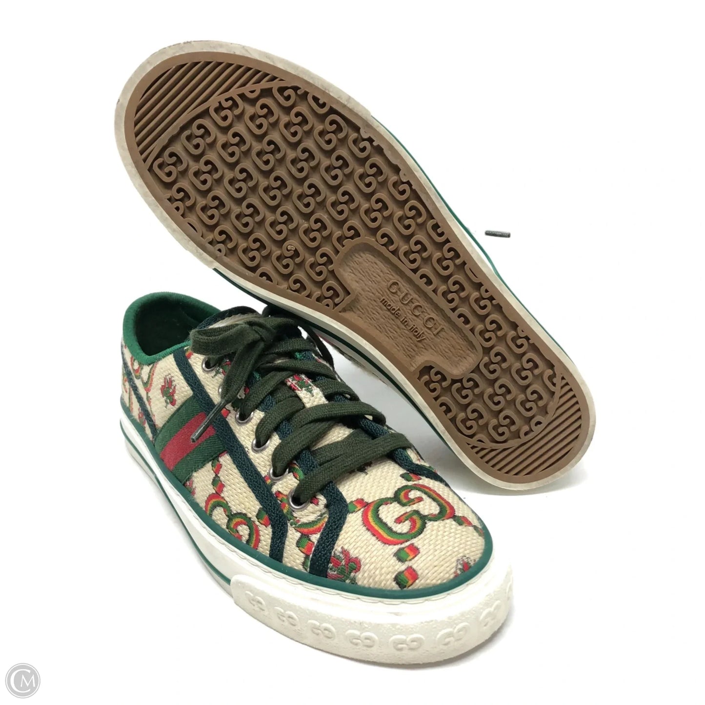 Shoes Luxury Designer By Gucci In Green & Red, Size: 6.5