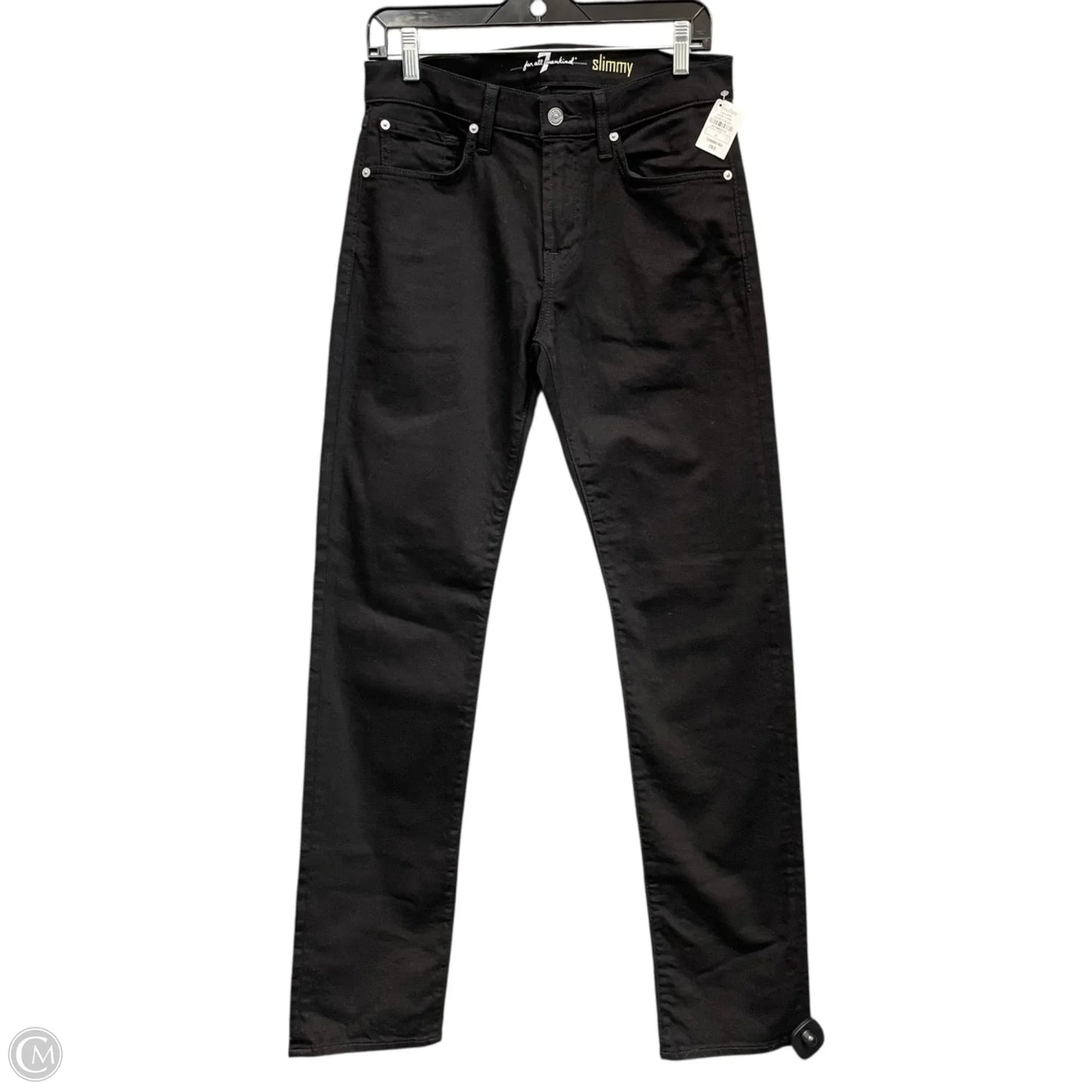 Jeans Straight By 7 For All Mankind In Black Denim, Size: 10