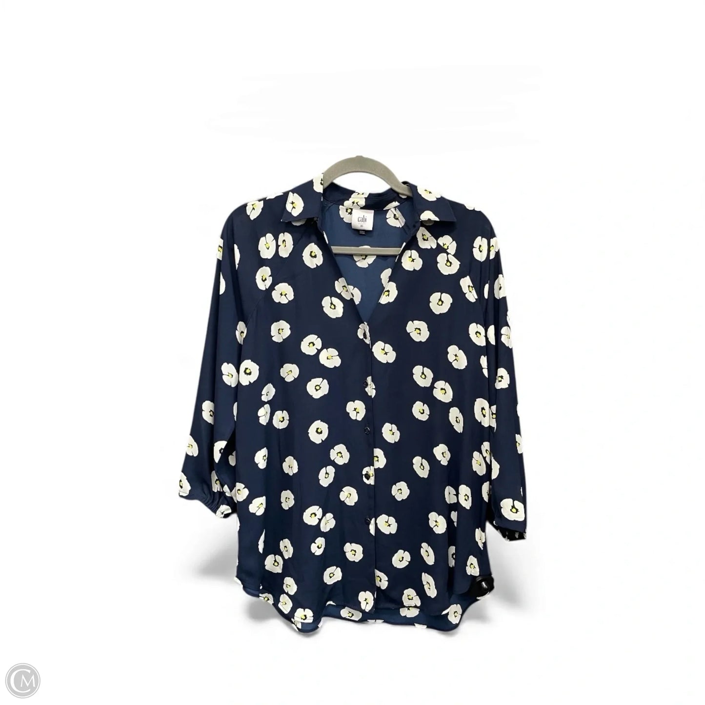 Blouse Long Sleeve By Cabi In Navy, Size: Xs