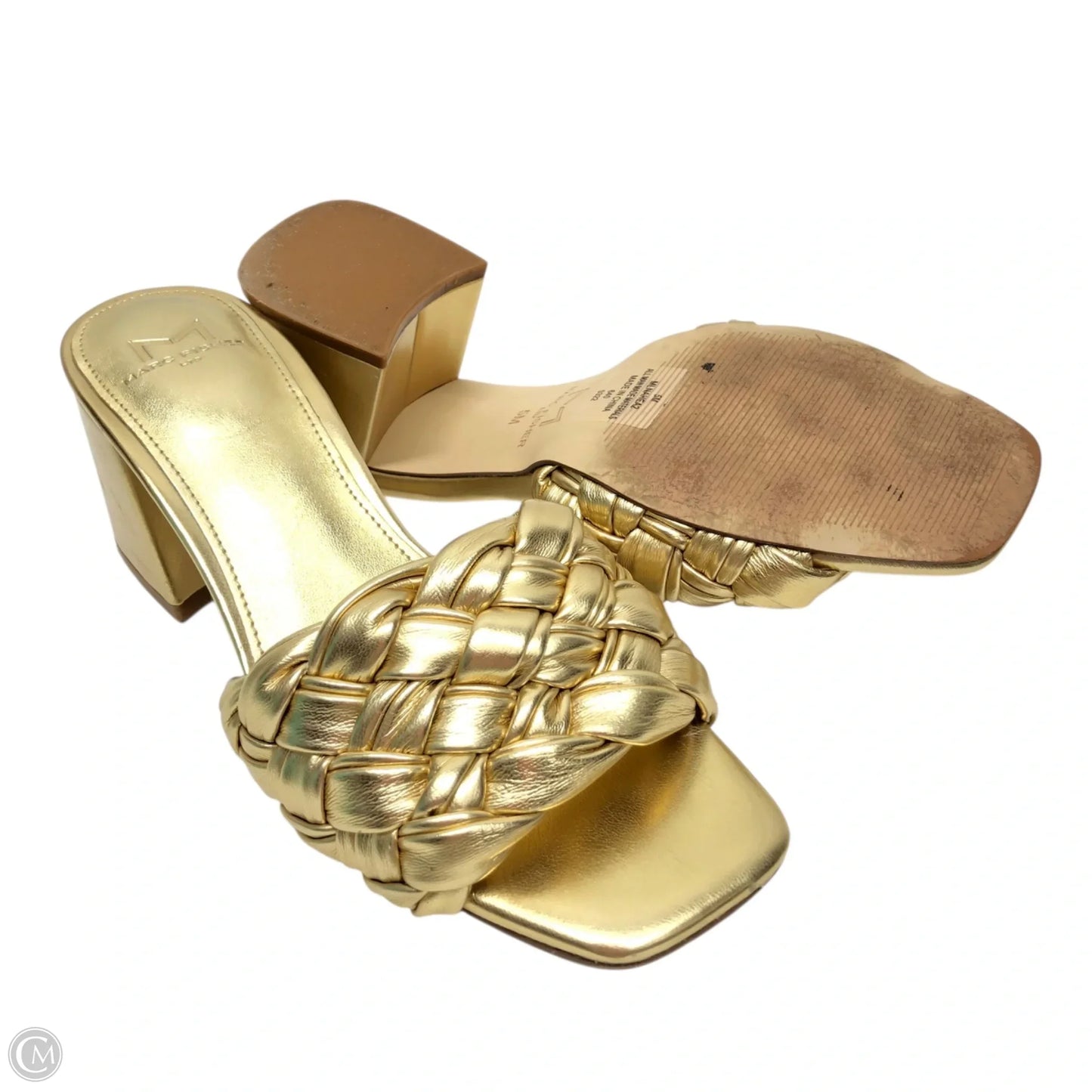 Sandals Heels Block By Marc Fisher In Gold, Size: 5