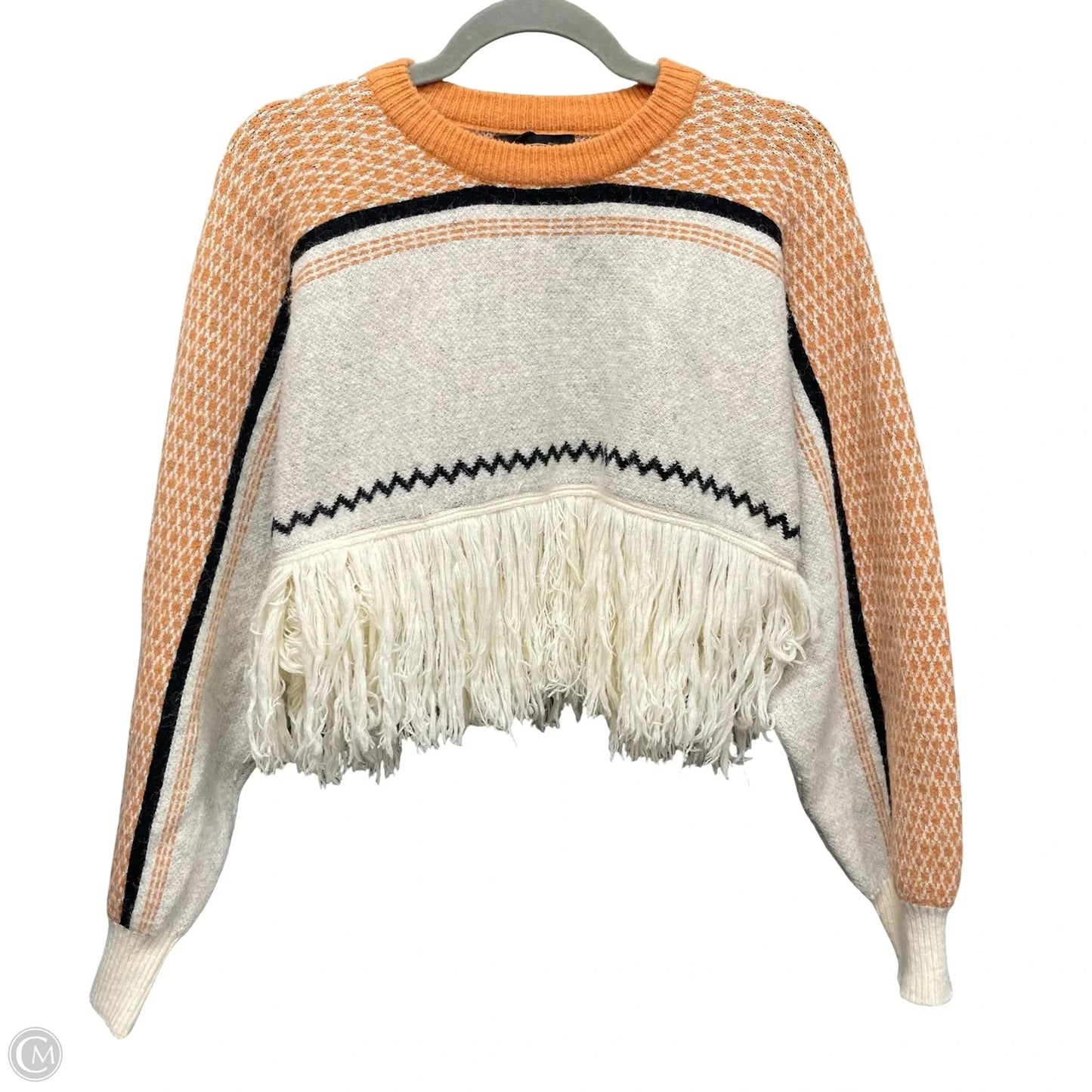 Sweater By Cider In Orange & Tan, Size: L