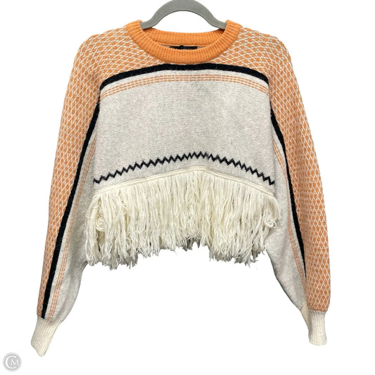 Sweater By Cider In Orange & Tan, Size: L