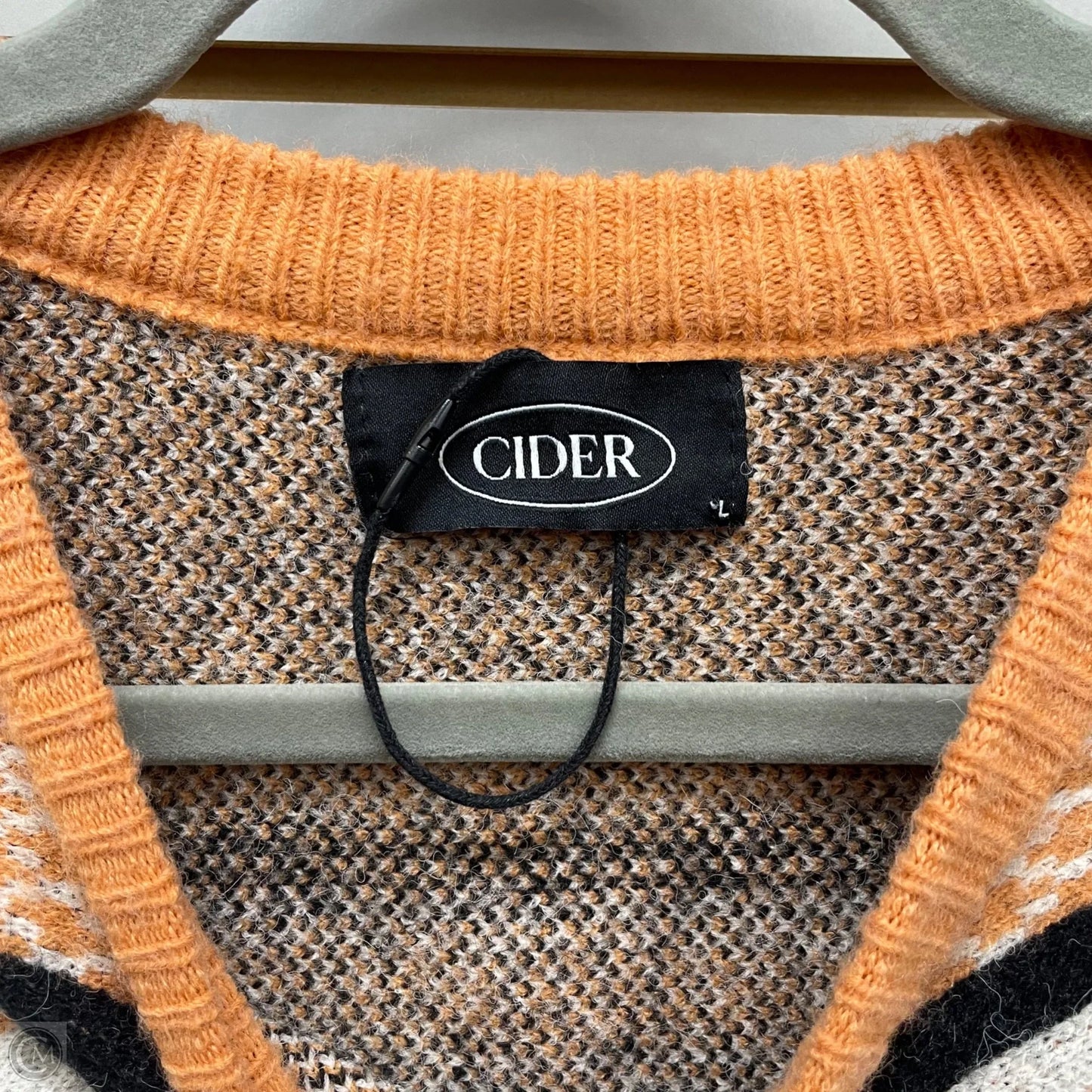 Sweater By Cider In Orange & Tan, Size: L