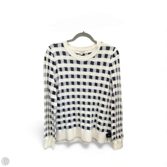 Sweater By Loft In Blue & Cream, Size: Lp