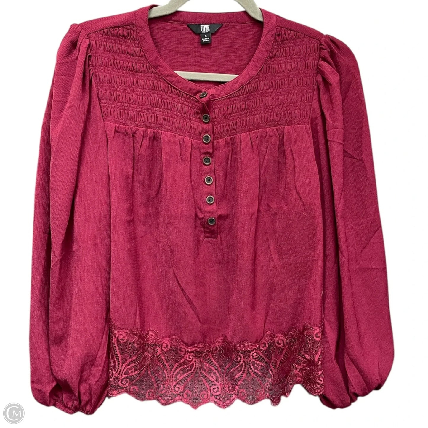 Blouse Designer By Frye In Maroon, Size: S