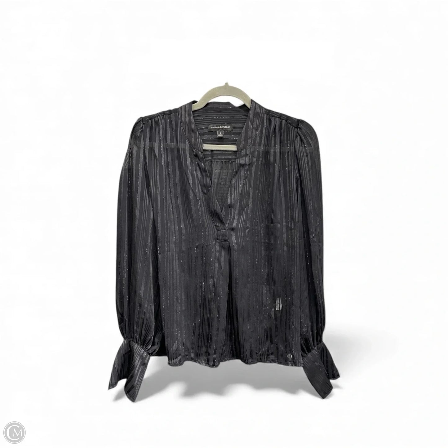 Blouse Long Sleeve By Banana Republic In Black, Size: S
