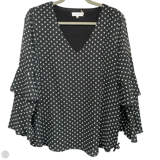 Blouse 3/4 Sleeve By Calvin Klein In Black, Size: L