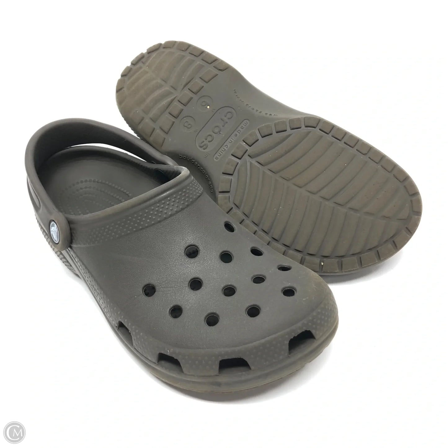 Shoes Flats By Crocs In Brown, Size: 8