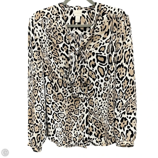 Blouse Long Sleeve By Chicos In Leopard Print, Size: L