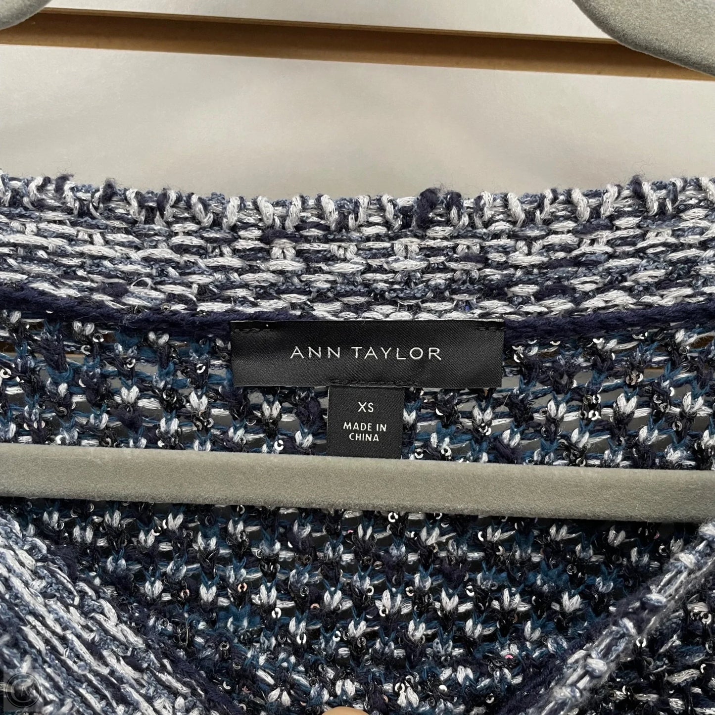 Sweater By Ann Taylor In Blue & Silver, Size: Xs