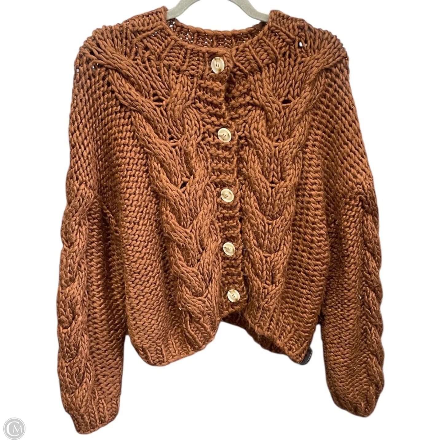 Sweater Cardigan By Little Lies In Brown, Size: M