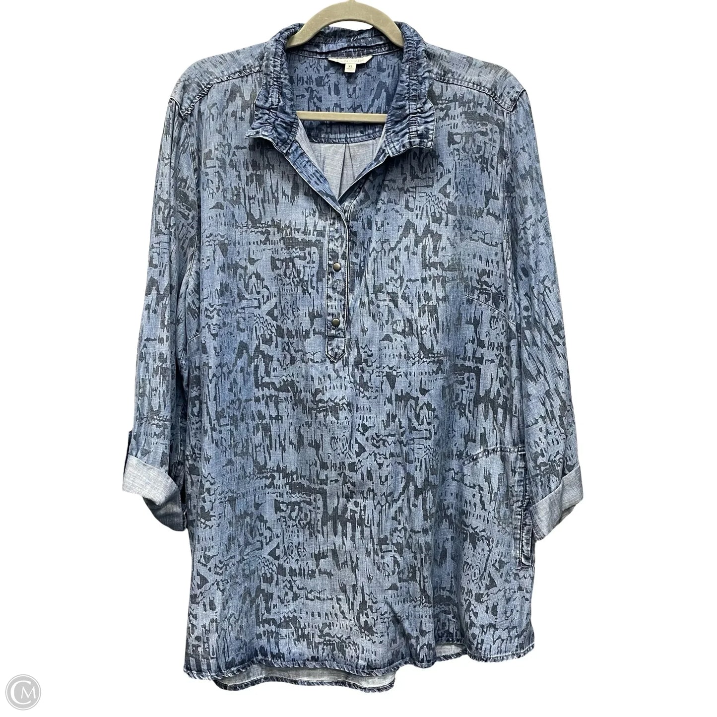 Tunic Long Sleeve By John Mark In Blue, Size: Xl