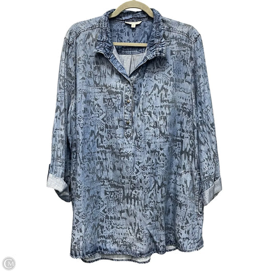 Tunic Long Sleeve By John Mark In Blue, Size: Xl