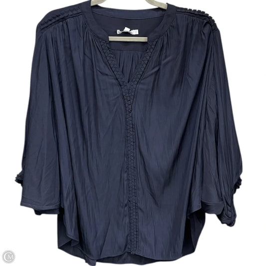 Blouse 3/4 Sleeve By Chicos In Navy, Size: 14