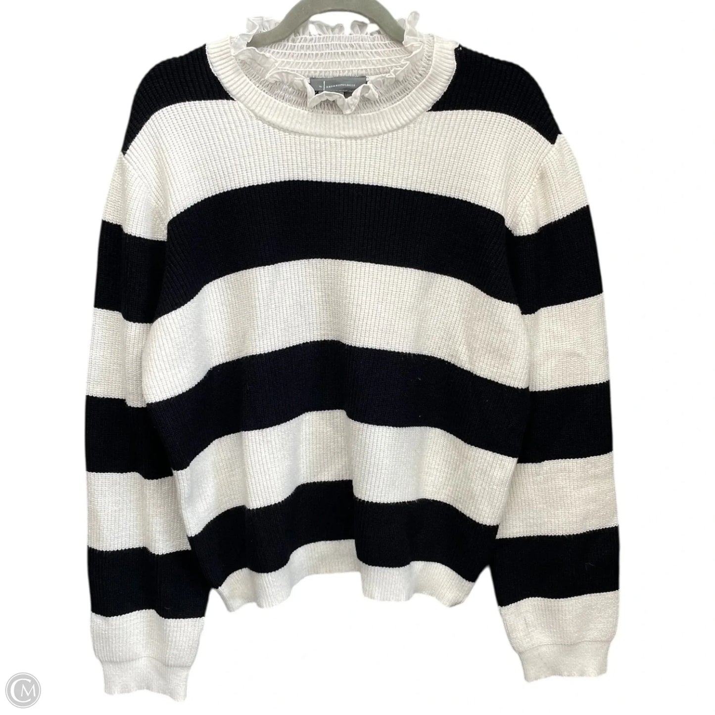 Sweater By Anthropologie In Black & White, Size: Xl