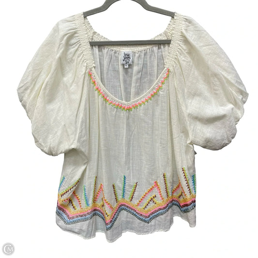 Top Short Sleeve By Ivy Jane In Cream, Size: Xl