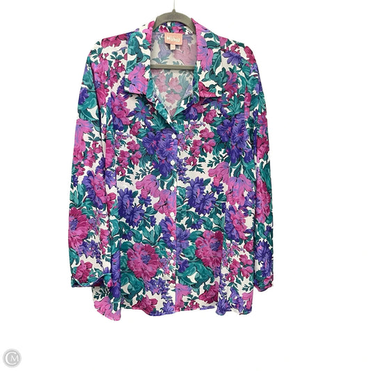 Blouse Long Sleeve By Show Me Your Mumu In Green & Purple, Size: Xxl