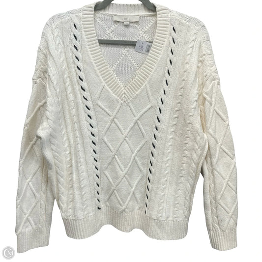 Sweater By Loft In Ivory, Size: L
