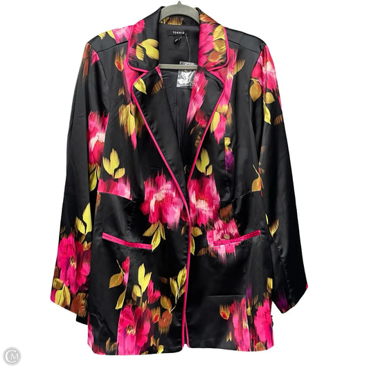 Blazer By Torrid In Black & Pink, Size: 2x